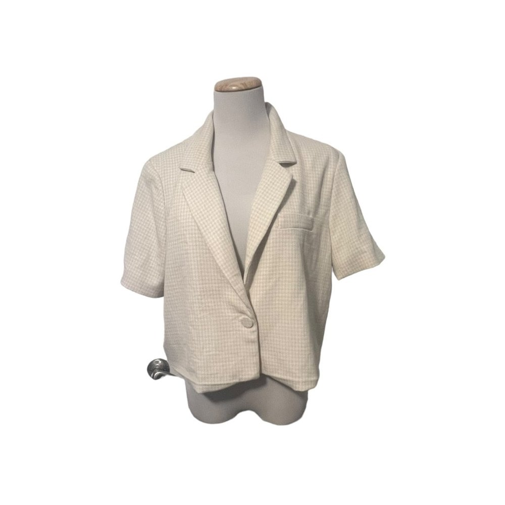 House of Harlow 1960 Cream Gingham Cropped Blazer sz XL
